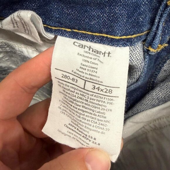 Carhartt FR Fire Resistant HRC 2 NFPA 2112 Men’s Blue Jeans Retardant 32 x 28 - Picture 6 of 8